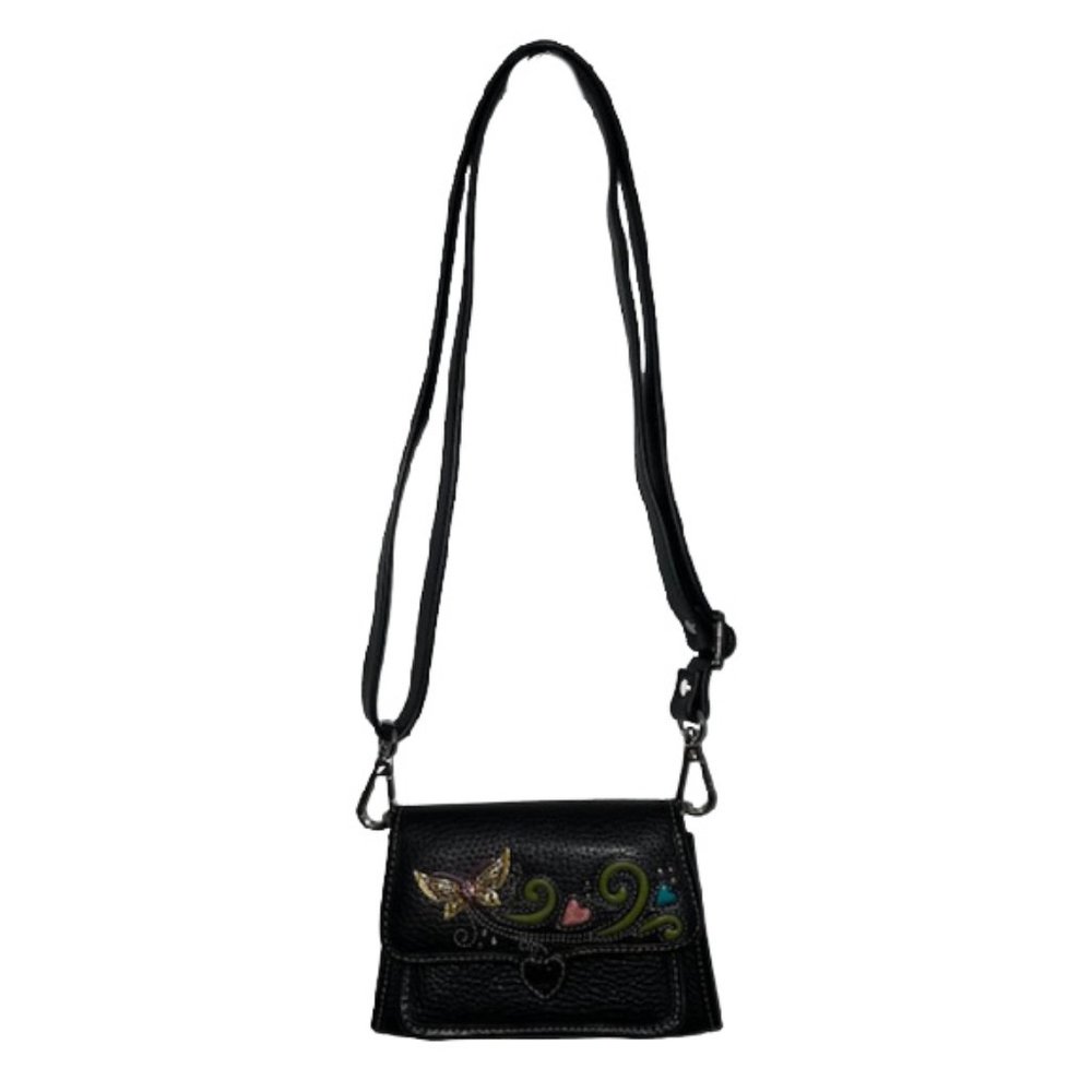 Brighton Butterfly & Hearts Mini Organizer Leather Crossbody Wallet